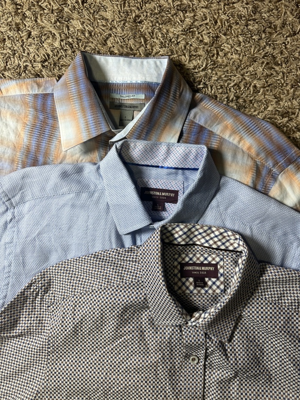 Lot of 3 Johnston & Murphy Men's Dress Shirt Long Sleeve All Size Large